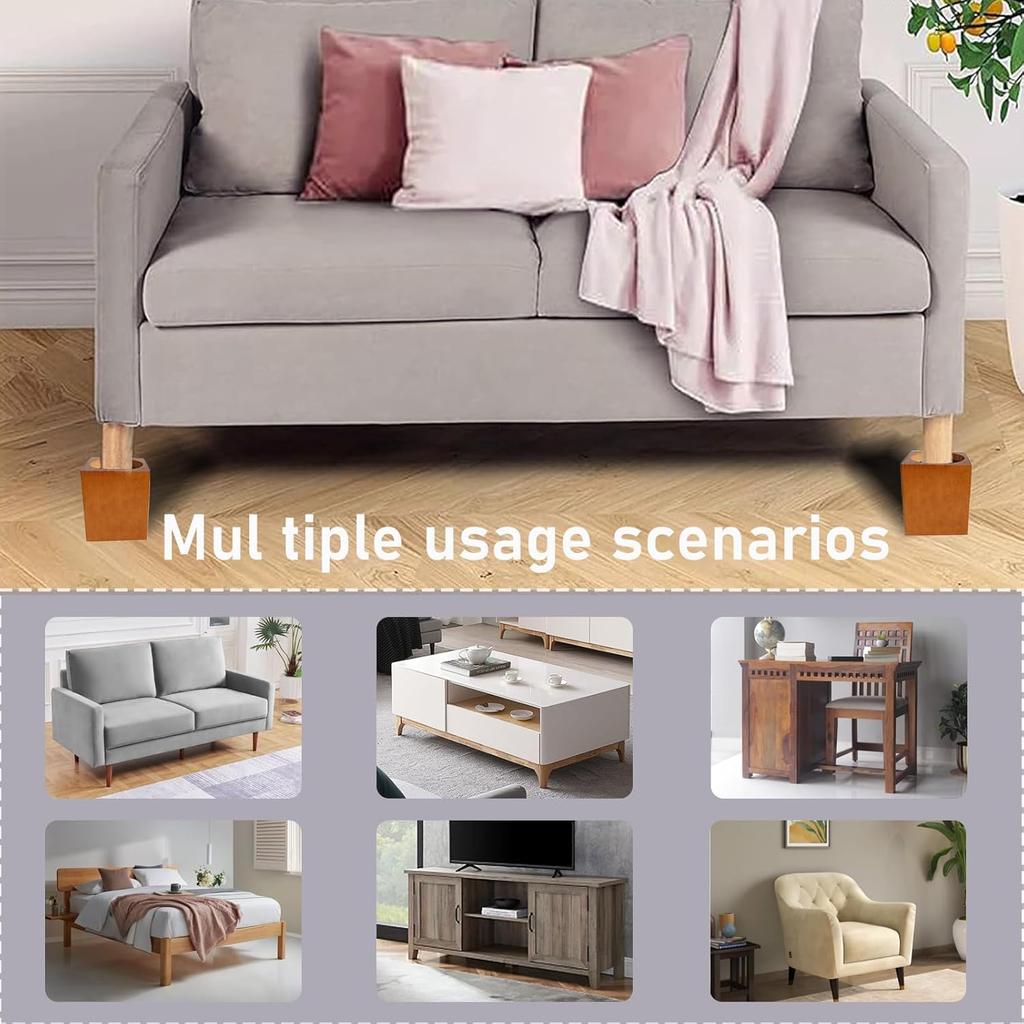 Wood Bed Furniture Risers 4 Inch Heavy Duty Risers, Supports up to 6,000 Lbs, for Sofa Couch Desk Chair Table Base Raising Space, Convenient Store