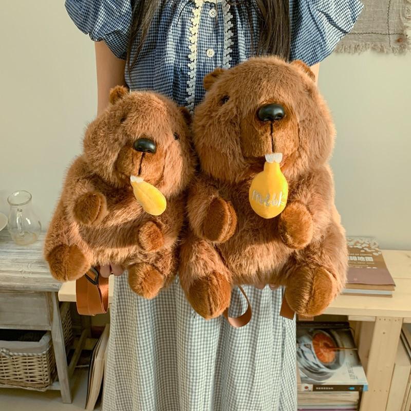 Marmot Plyšový Batoh Kawaii Kapybara Crossbody Plyšová Taška Roztomilá Kreslená Plyšová Bábika Fahsion Kawaii Batohy pre Ženy