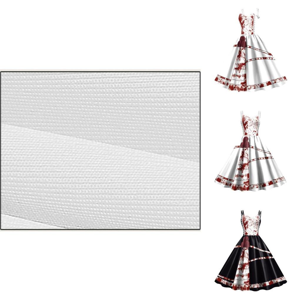 Jialin Halloween Dress For Women Scary Printed Sleeveless Costume Dress Summer)