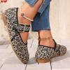 Modische Schuhe Damen Ballerinas Flache Schuhe Flacher Mund Herbst Leicht Bequem Spitz Zehe Slipper Ballerinas Herbst Leopard Retro Kleiderschuhe