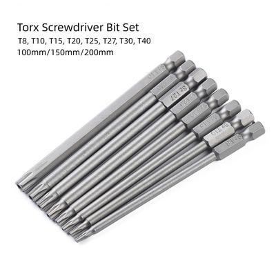 Zestaw 8 szt. bitów Torx 1/4 cala T8-T40 100 mm 150 mm 200 mm Części do narzędzi elektrycznych Sześciokątny bit Elektryczny Klucz Sześciokątny Użycie