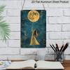 2D Flat 8X12 Inch Metal Wall Art Featuring A Dreamy Night Sky with A Golden Full Moon and A Girl Reaching for A Balloon. This Aluminium Plaque Is