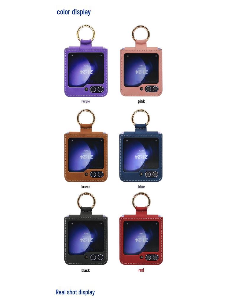 Samsung Z Flip 6 Fold & Ring Case: Skin-Feel Protective Cover with Screen Bracket for Cross-Border Use
