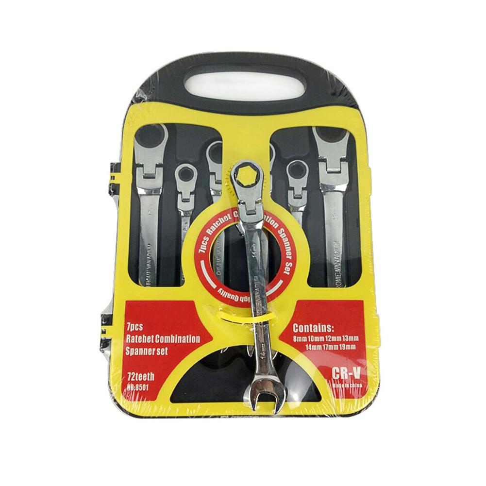 7Pcs/Set Auto Flexible Head Sleeve Combination Tool Ratchet Handle Wrench Spanner Set of Hardware Car Repair Hand Tools