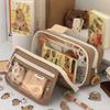 Capybara Student Pencil Bag High Appearance Large Capacity Multi Layers Stationery Bag Student Pen Bag with Sticker for Girls