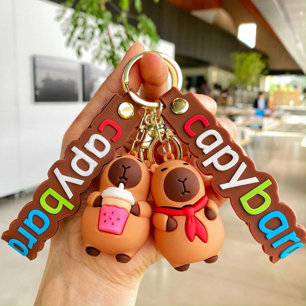 Creative Cute Capybara Keychains for Car Keyring Anime Cartoon Capibala Women Doll Pendant Holiday Gifts