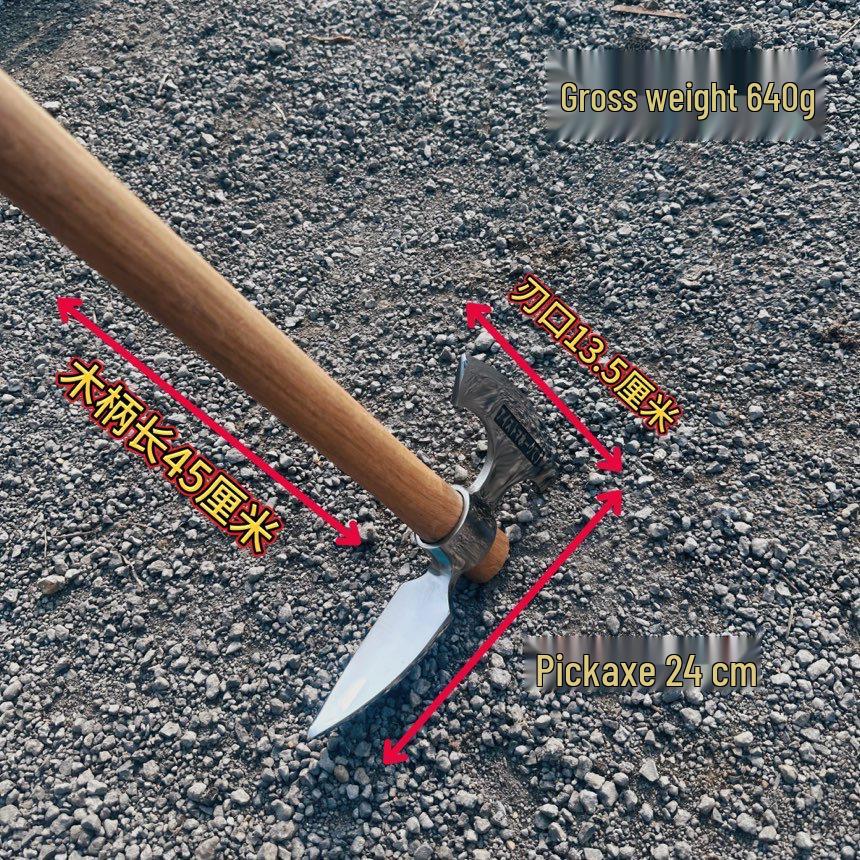 Petite Pioche en Acier Inoxydable Haute Dureté pour Creuser les Racines et les Pousses de Bambou - Pic à Glace Portatif à Tête Traversante