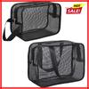 1PC Travel Black Mesh Cosmetic Bag Zipper Makeup Bag For Women Wash Toiletry Bag Makeup Organizer Portable Storage Pouch