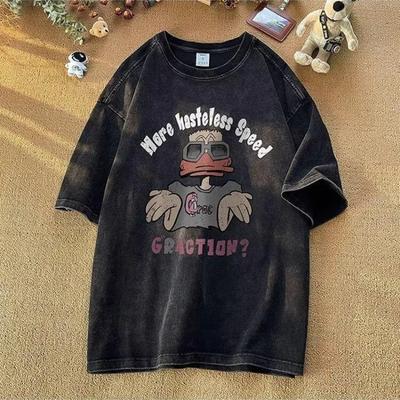 American Style Handsome Heavyweight Pure Cotton Short Sleeved T-shirt for Teenagers and Men Summer Ins Trendy Brand Street Loose Round Neck Top