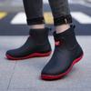 Fashion Rain Shoes Men's Short Tube Velvet Removable Four-season Comfortable Non-slip Kitchen Rubber Shoes Waterproof Car Wash Shoes Men