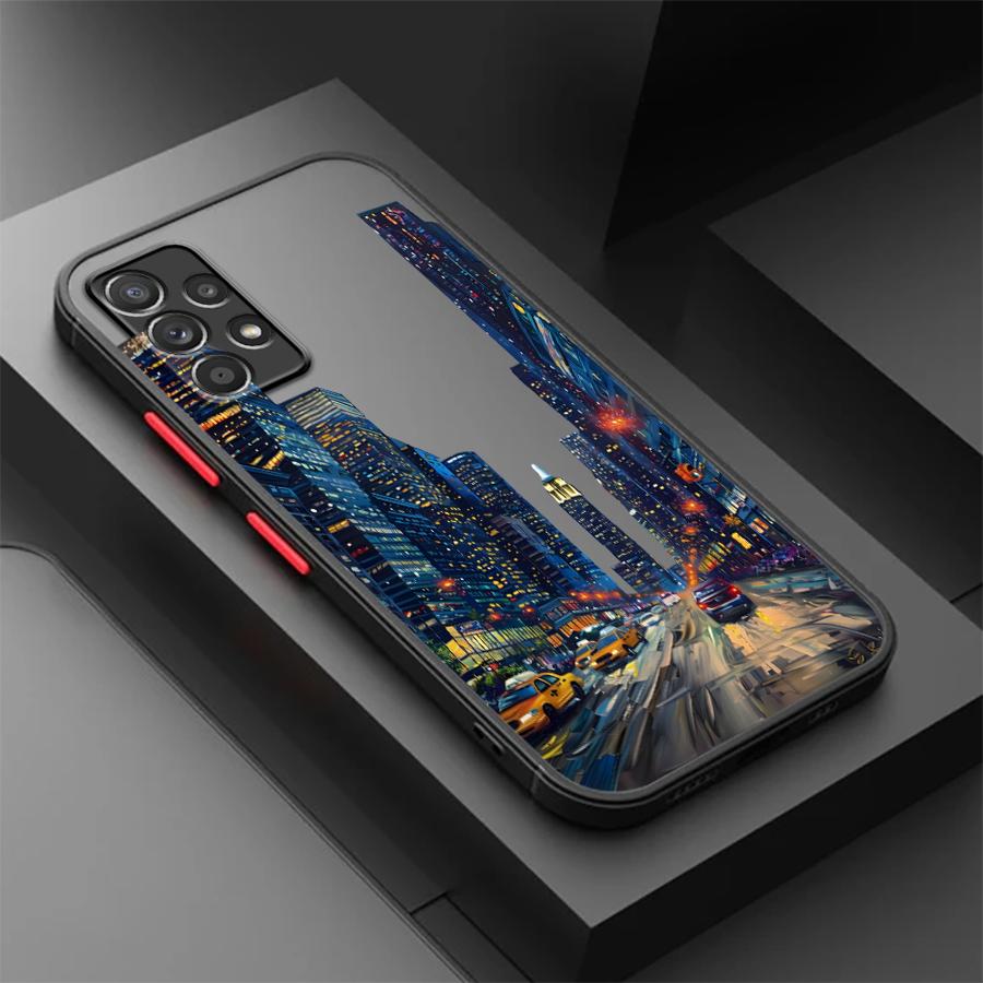 Phone Cover Case for Samsung Galaxy A54 A52S A72 A14 A23 A17 A52 A73 A33 A35 A56 A55 A53 A16 A15 A34 A36 Oil Painting City