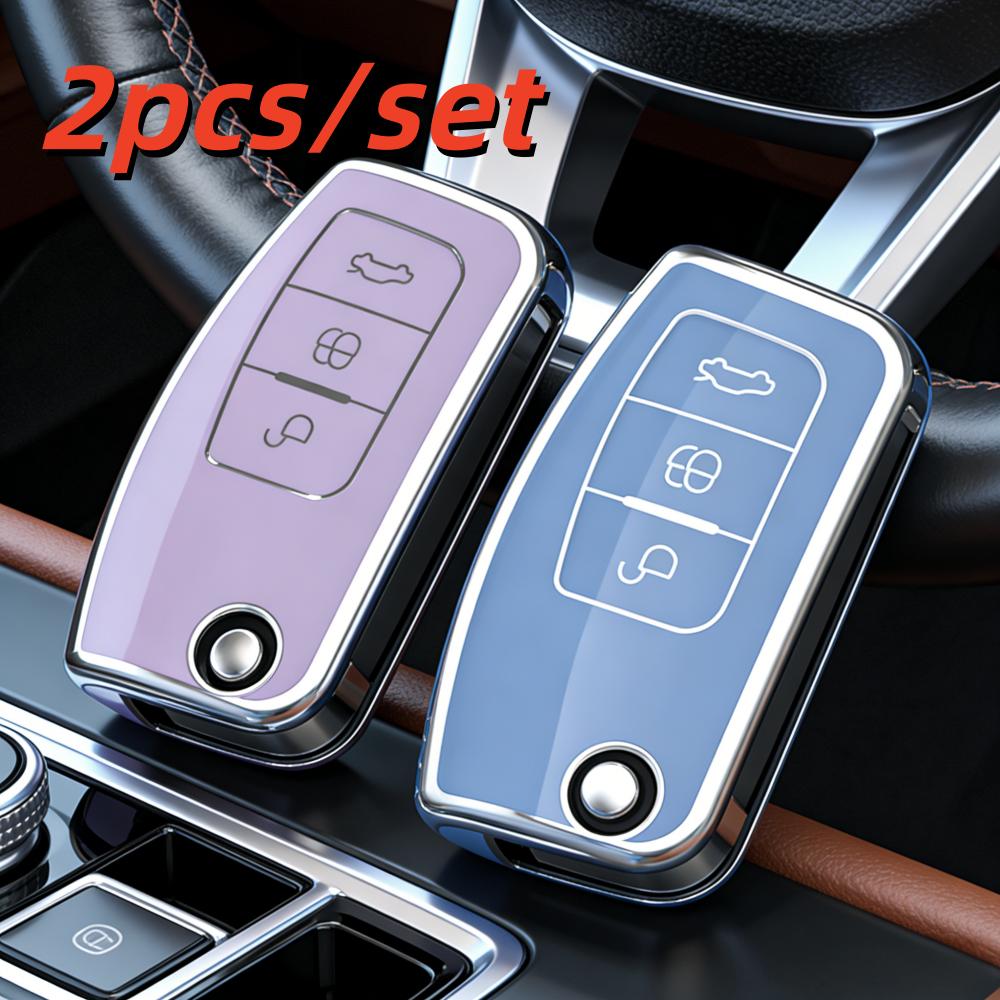 2pcs Car Key Case Covers For Ford Fiesta Focus 2 Ecosport Kuga Escape C Max