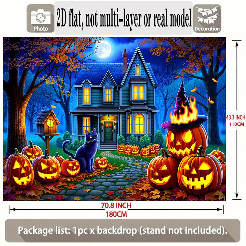Party Backdrop Halloween Flat Banners Scary Pumpkin House Celebrations Wedding Enthusiasts Event Photo Background Front Door Decor