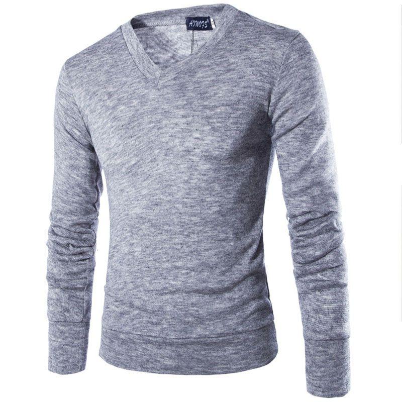 

Мужской кардиган пуловер с длинным рукавом и V-образным вырезом, вязаный, теплый джемпер, свитер, рубашка, топ L светло-серый