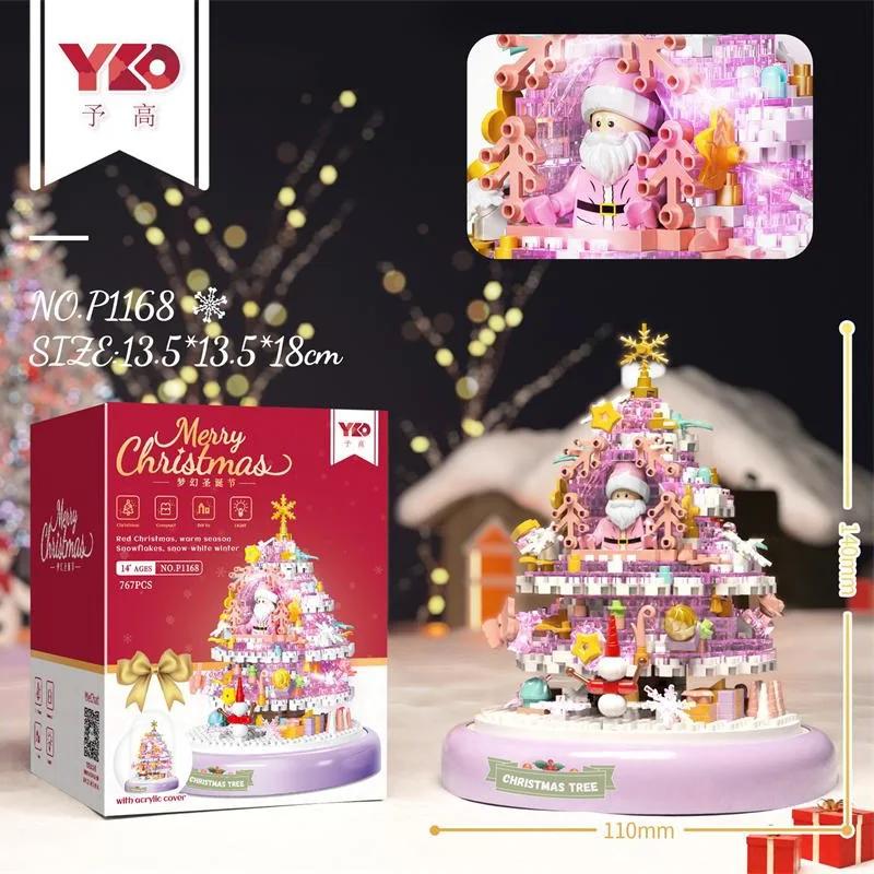 Latest Small Blocks Fun Christmas Tree Goods Music Box Santa Claus Construction Blocks Toy Adults Present Xmas New Year Girl  Yg