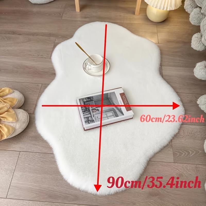 Plush Faux Rabbit Fur Cloud Rug Soft Thick Warm Hand Washable Polyester PVC Backing Winter Home Decor Non Slip Floor Mat