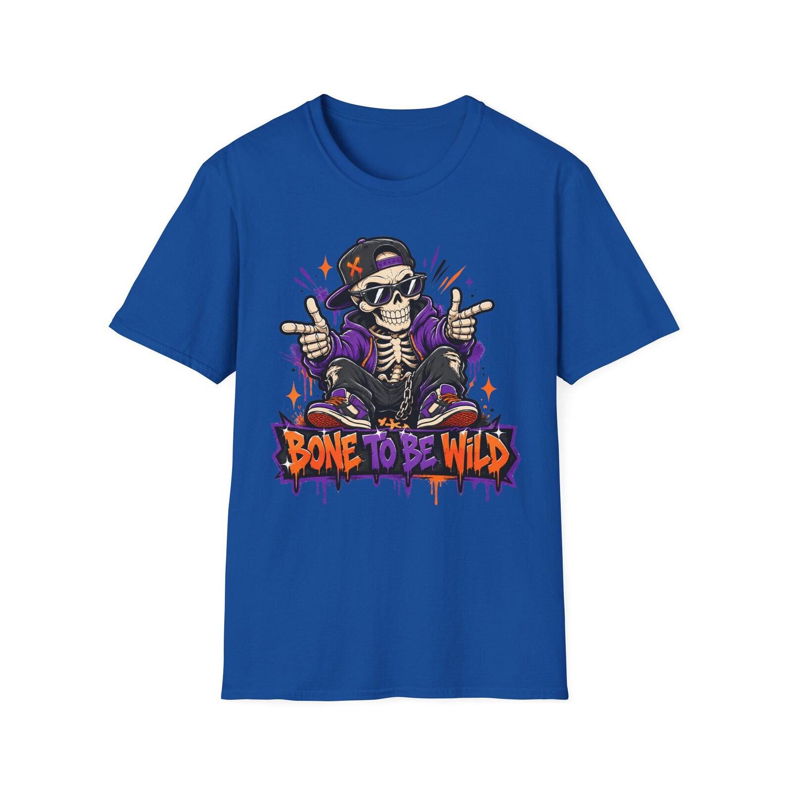 Bone To Be Wild Skeleton DJ T-Shirt | Halloween Skull Graphic Tee | Spooky Music Lover Shirt | Funny Skeleton Gift | Halloween Tee 2XL