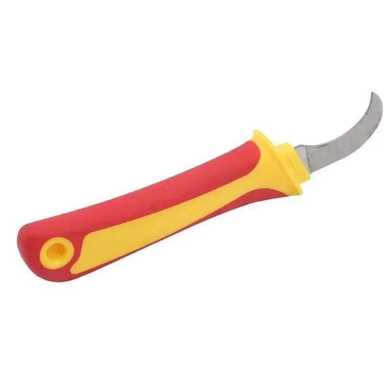 Electrician Knife Insulated Cable Stripping Snips Straight Curved Hook Fixed Blade Wire Stripper Peeling Hand Tool