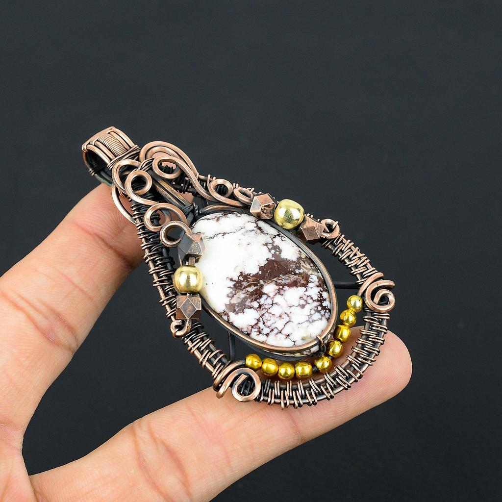 Wild Horse Pendant Gemstone Jewelry, 999 Copper Wire Wrapped Handmade Pendant, Latest Design Jewelry
