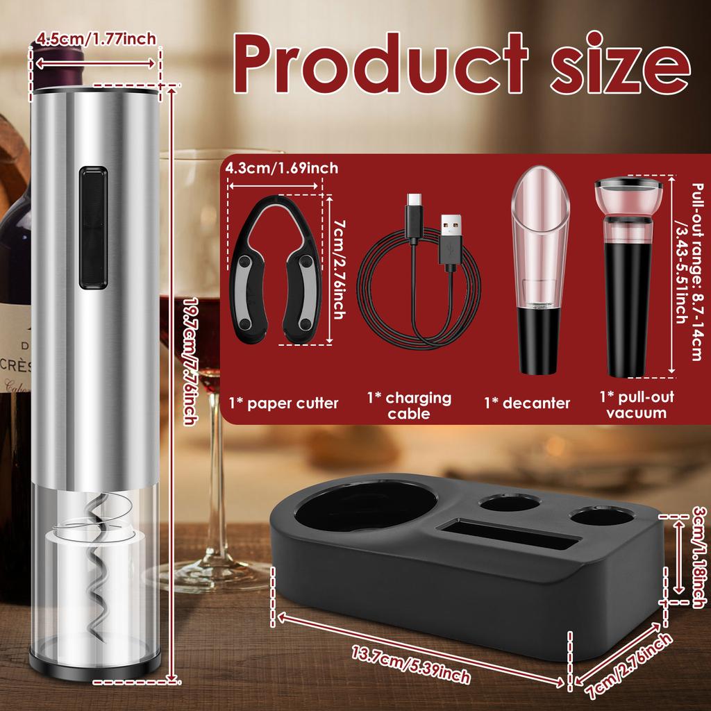 Electric Wine Opener Gift Automatic Corkscrew With Foil Cutter One-click Button Battery Bottle Opener For Kitchen Corkscrew Open