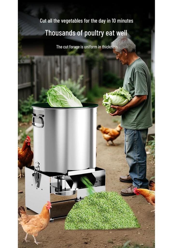 Durable Stainless Steel Bucket-Style Poultry and Vegetable Grass Chopper