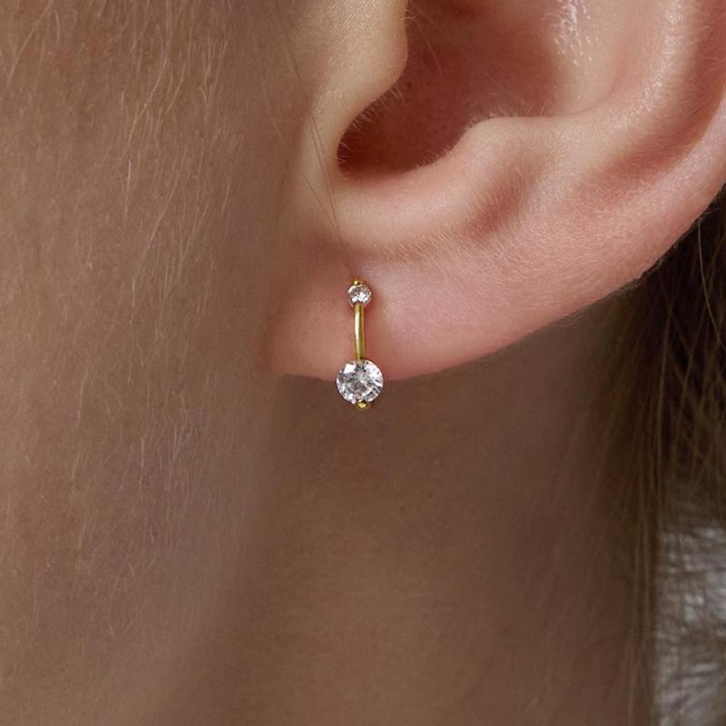 

[LOMET] 14K GF Twin Q One-Touch Earrings_MJ5004BFE