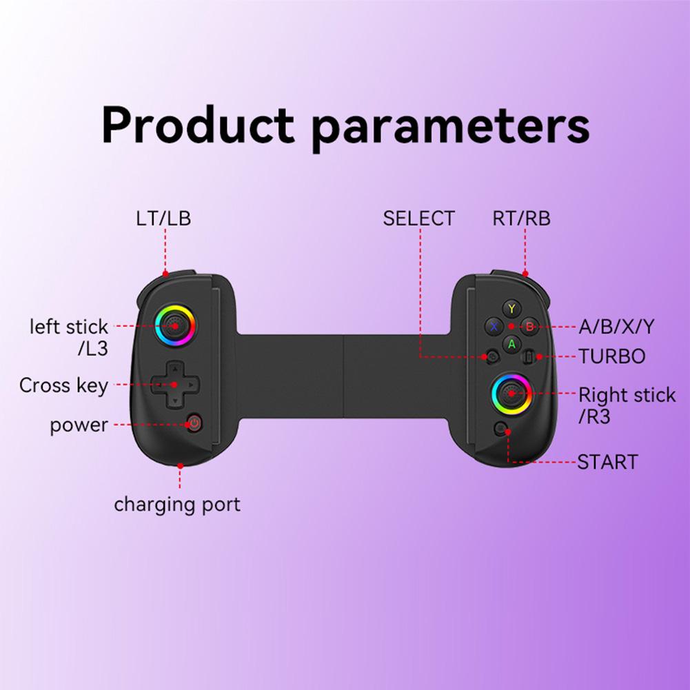 D8 Telescopic Mobile Phone Gamepad Bluetooth-Compatible5.2 Wireless Gamepad Joystick RGB Light for Android iOS PS3 PS4 Switch PC