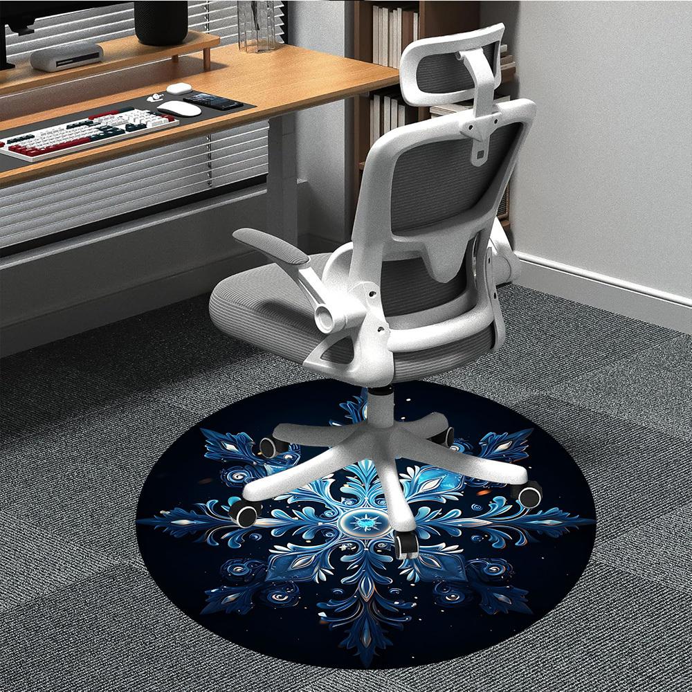 1PC Winter Fantasy Office Round Area Rug, Mat Suitable For Office, Under Office Chairs Bedroom Living Room Home Decor, Room Deco
