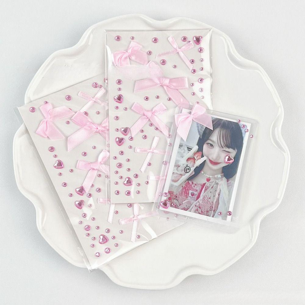 DIY Love Lace Bow Crystal Stickers 3D Rhinestone Stickers  For Photo Card Holder