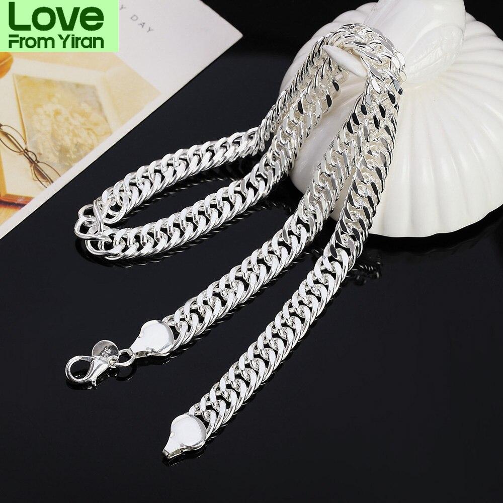 Neue 925 Sterling Silber 20 /24 Zoll 10mm Volle Flache Seitlich Kette Halskette Für Frau Mann Mode Hochzeit Schmuck Geschenk