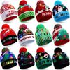 Cross-border Manufacturers European and American Christmas Knitted Hats Jacquard Christmas Luminous Led Wool Hats Christmas Hairball Hats Wholesale