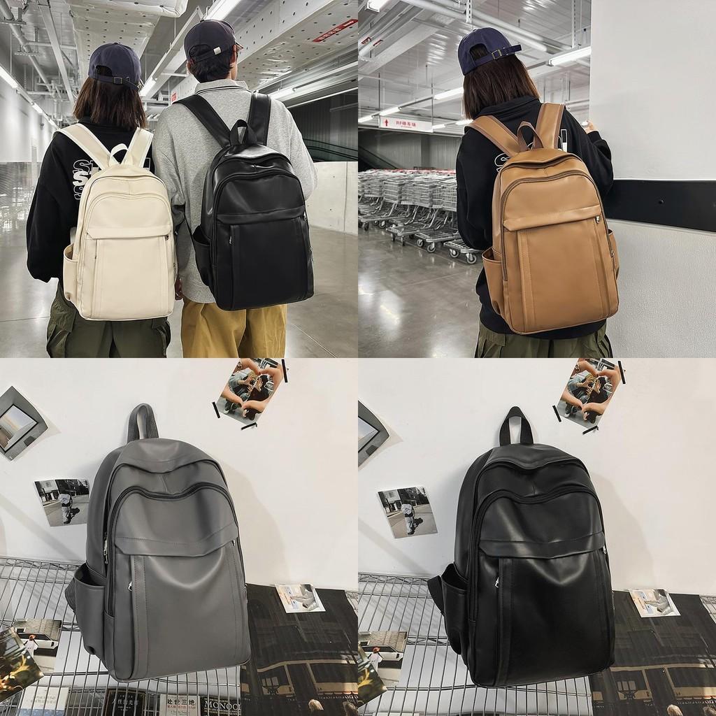 Solid Unisex Backpack Color Pu Material With Padded Straps For School And Trips