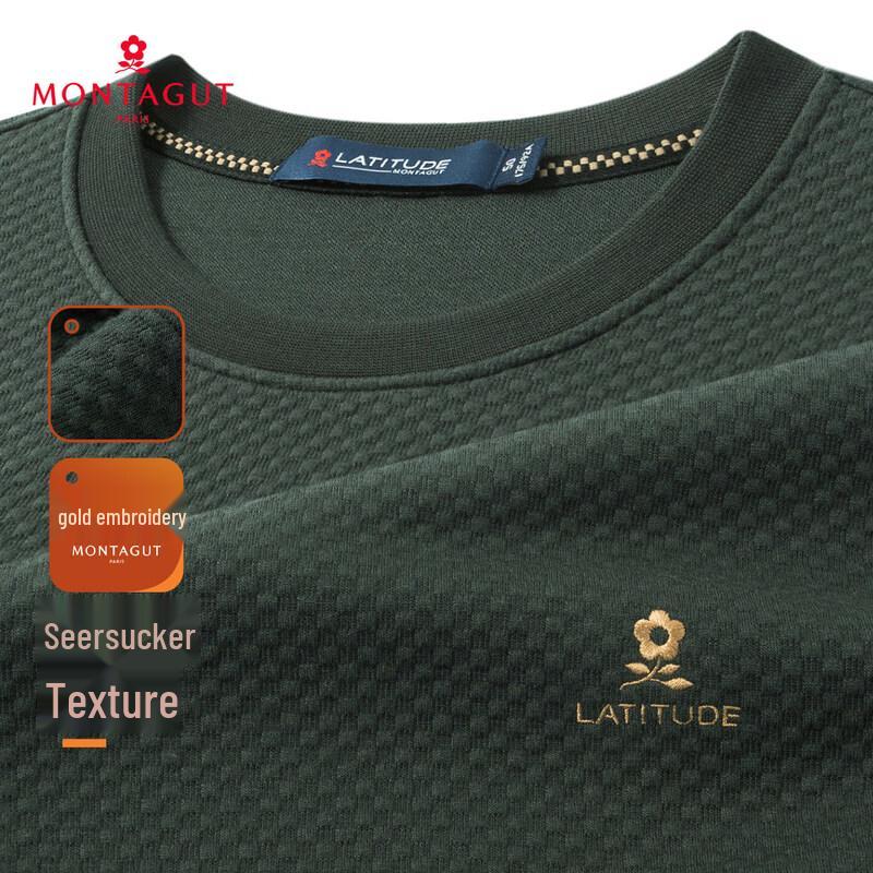 MONTAGUT Men s Bubble Crepe Gold Embroidered Sweatshirt 52