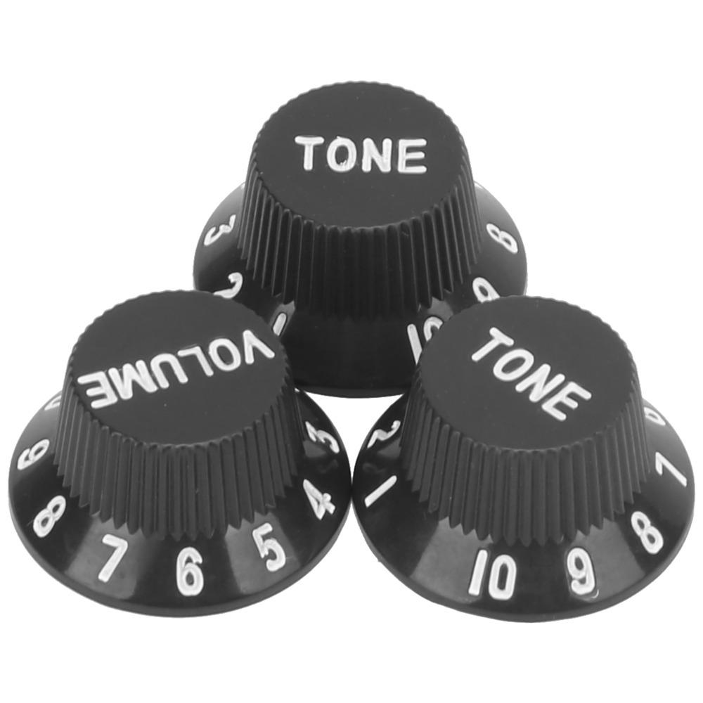 3PCS 2T1V Volume Tone Knobs Black Color Speed Control Knobs Guitar Control Knobs Electric Guitar