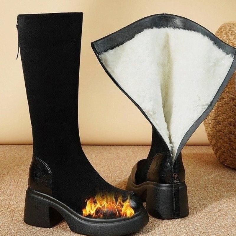 Anti-slip Shoes, Long Boots, Women's Thick-soled Boots, Padded High Boots, Women's Long Boots