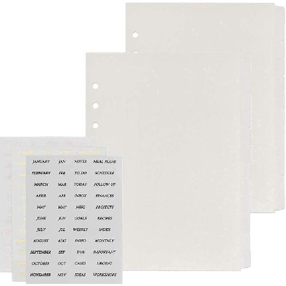 A5 Transparent PP Binder Divider Index Tabs Top Vertical 5-Tabs Loose Leaf Refills Decorative Divider Separator Page Dividers for 6 Holes Binder