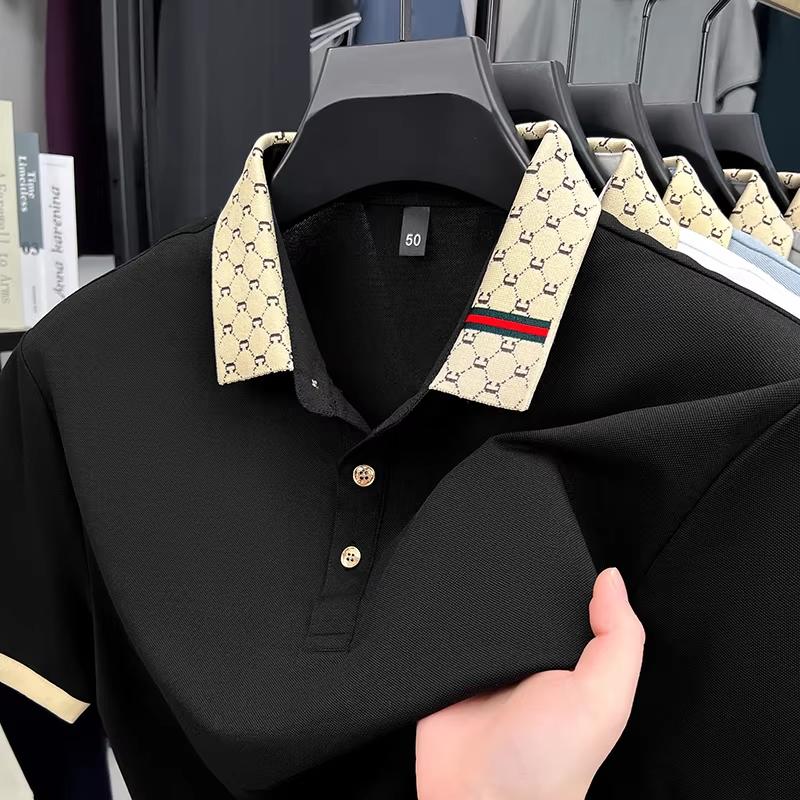 STORN High Quality Men's Short Sleeve Polo Shirt Light Luxury Business Style Comfort Casual Patchwork Neckline Fashion T-shirt
