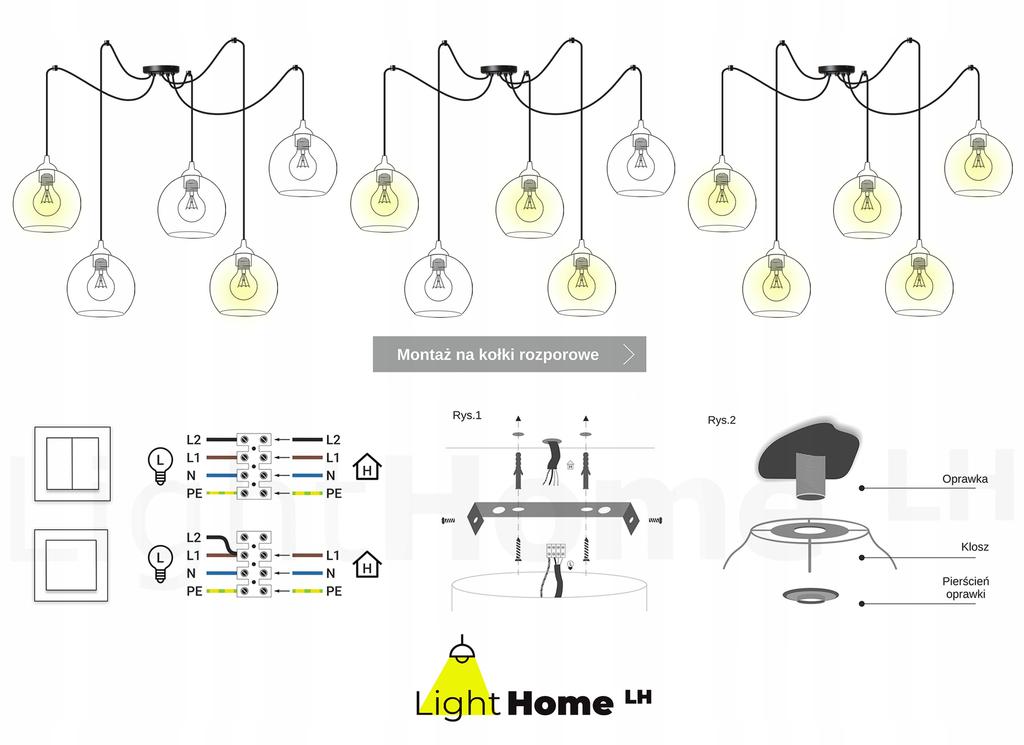 Hanging Lamp, Ceiling Chandelier, Wire Shade, Led