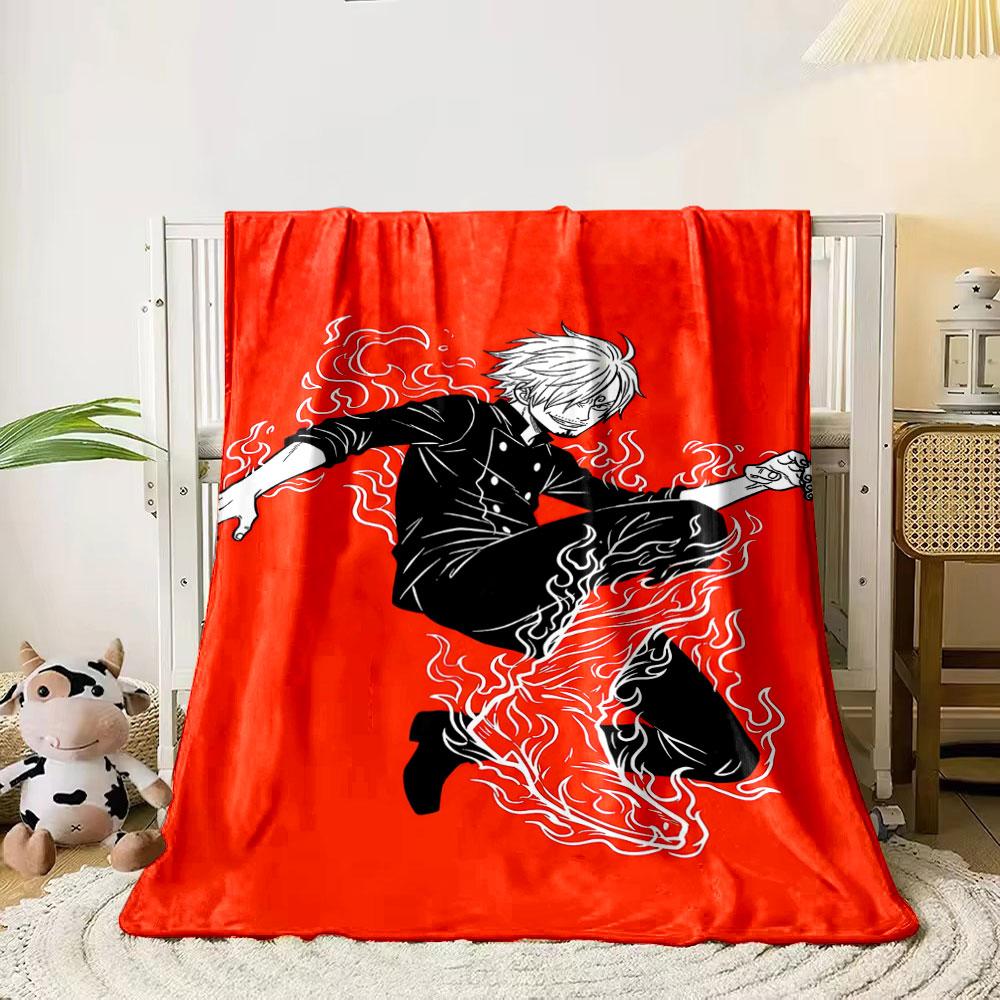 A dynamic figure with fiery white flames against a bold red background. for all seasons blanket lunch break throw gift 80cm x 120cm