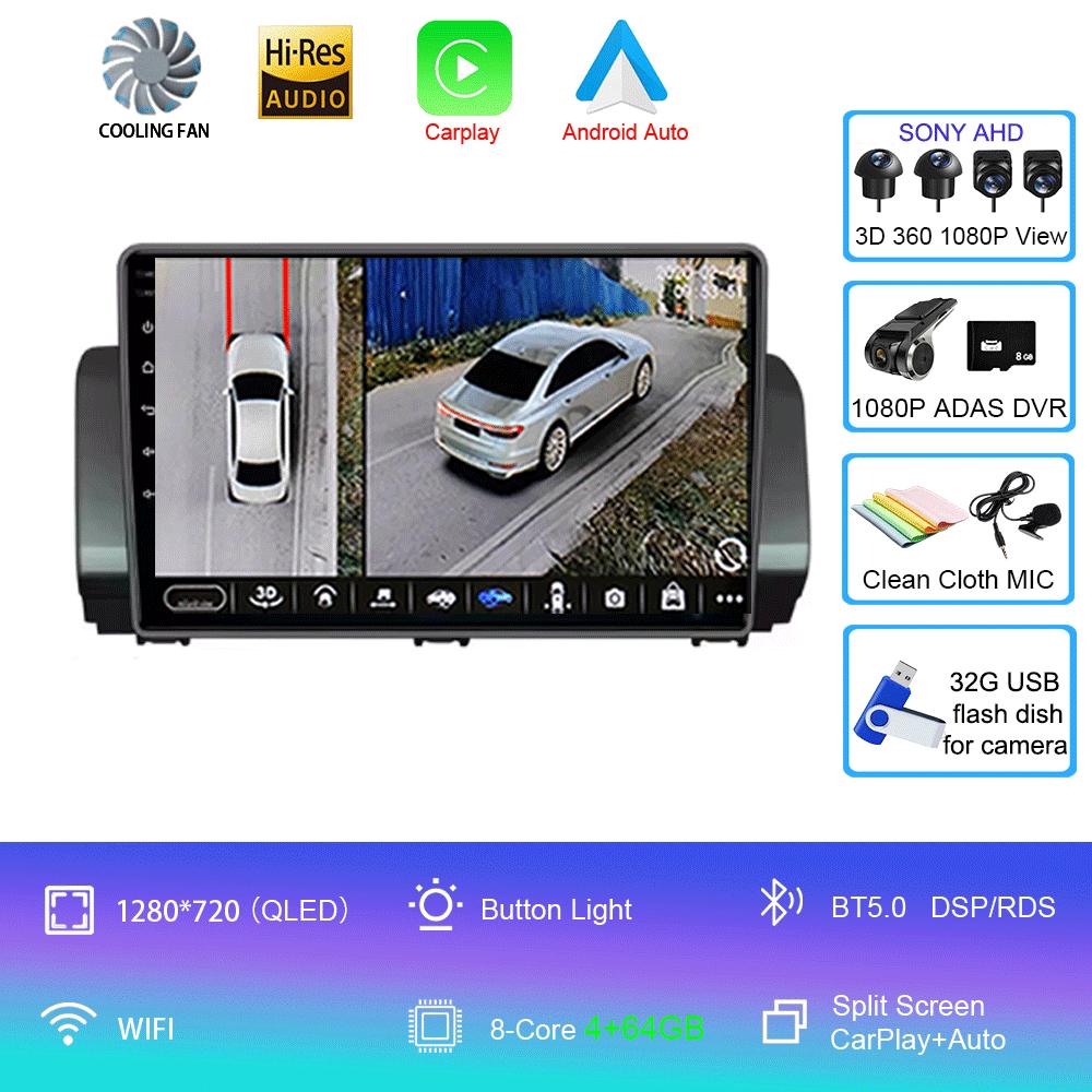 For Renault Sandero 2021 Car Radio Stereo Multimedia Video Player Navigation GPS CarPlay SWC 9" IPS DSP WIFI BT Android 14 Auto