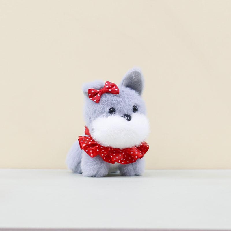 Cartoon Lovely Dog Keychain Plush Toy With Soft Fabric And Adorable Bow Detail