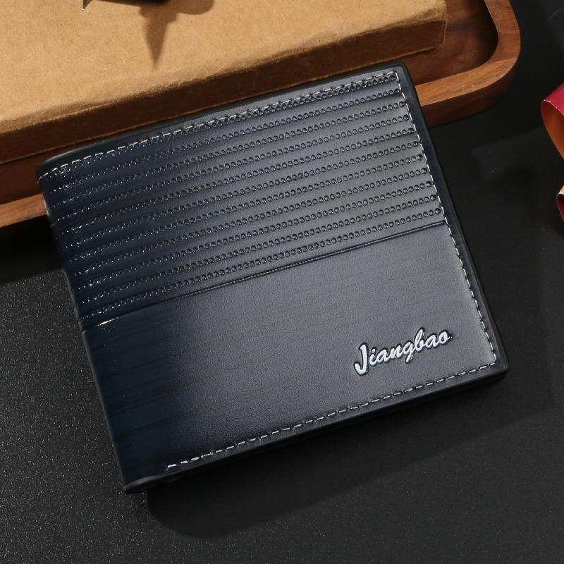 Men's Wallet Retro Printed Strip Short Zipper Bag Promotional Thin Change Bag