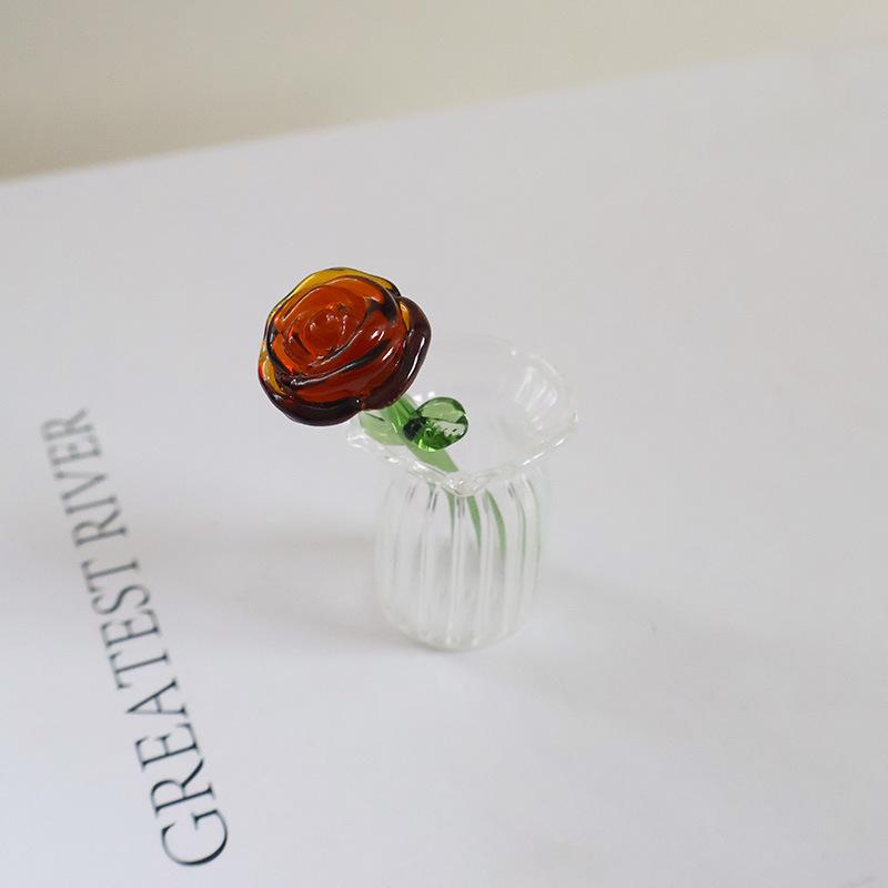 Glazed Handmade Small Flower Glass Simulation Bouquet Home Decoration Ornament