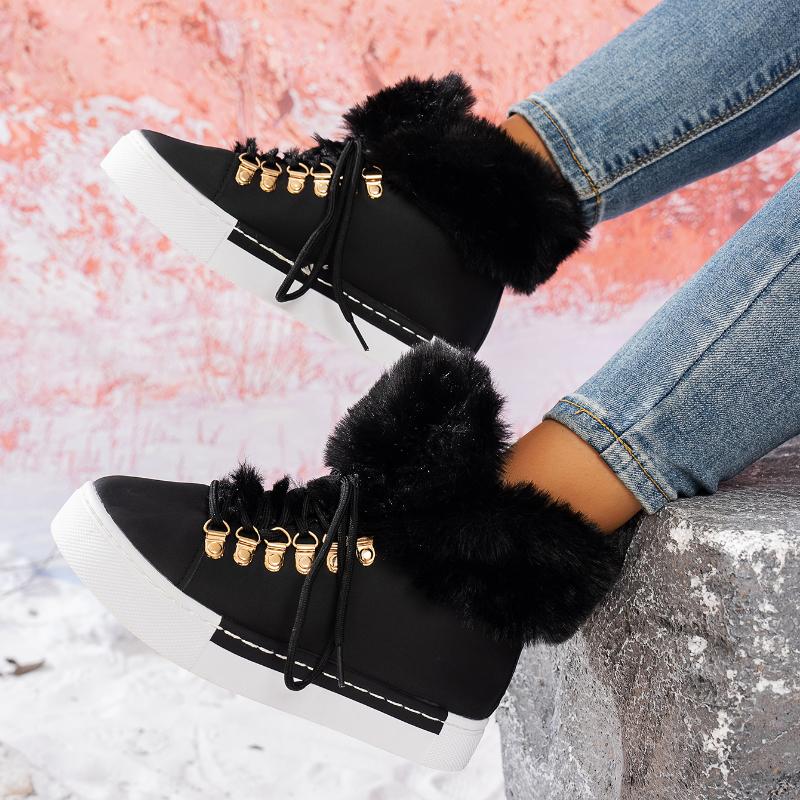 Pelz Wohnungen Frauen Knöchel Schnee Stiefel Casual Mode Warme Gemütliche Wanderschuhe Winter Neue Marke Kurze Plüsch Stiefel