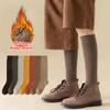 Chaussettes longues chaudes d'hiver pour femmes, chaussettes hautes en coton thermique épais, respirantes et solides, style Harajuku décontracté, en tissu éponge épais