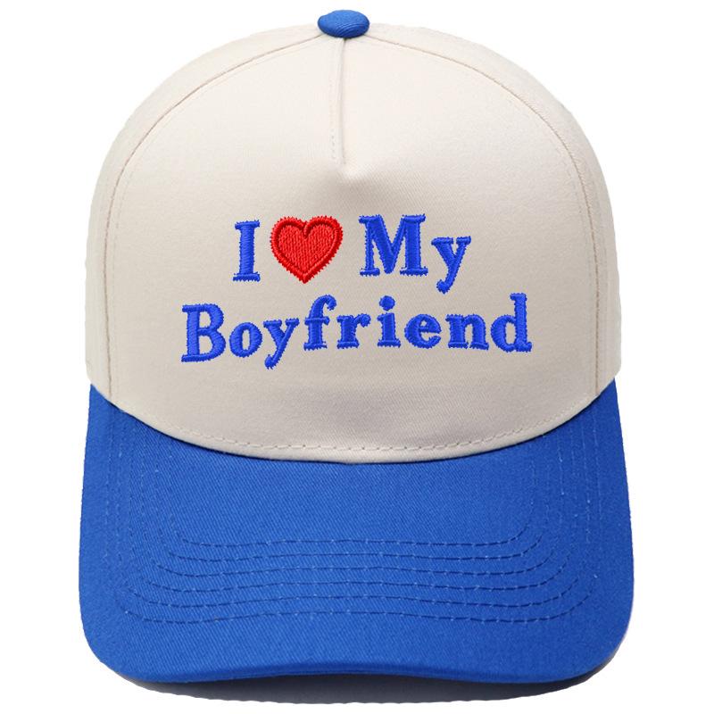 My Boyfriend Love Embroidery Truck Driver Baseball Cap Retro Color Matching Men's and Women's Casual Sun Hat