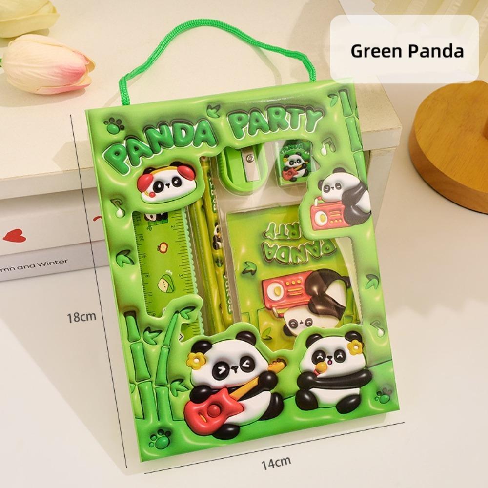 Милый подарок Набор канцтоваров 6 в 1 Карандаши Линейки Набор канцтоваров для учебы Ластики Подарок на день рождения для детского сада Призы для учеников зелёный