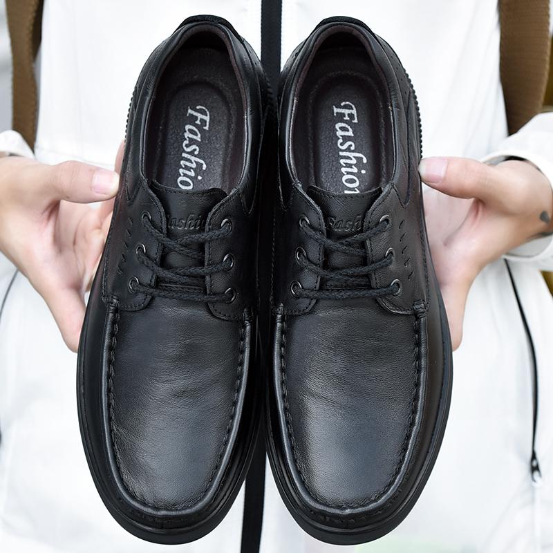 Men's Genuine Leather Casual Shoes Business Casual Shoes Comfortable Soft Sole Anti Slip Lazy Driving Shoes