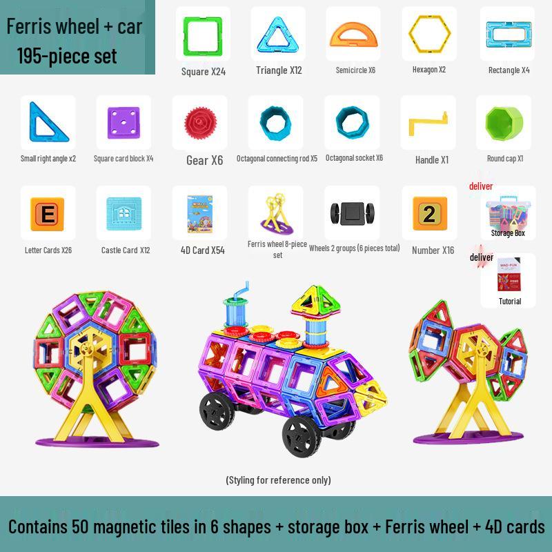 Large Magnetic Tiles Building Blocks Set for Kids - DIY Educational Toy