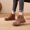 Women's large size soft elastic winter cowhide leather waterproof warm cold padded snow boots non-slip wear outdoor leisure sports Martin cotton boots